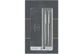 SET PARKER JOTTER DUO STAINLESS STEEL BALL PEN AND MECHANICAL PENSIL
